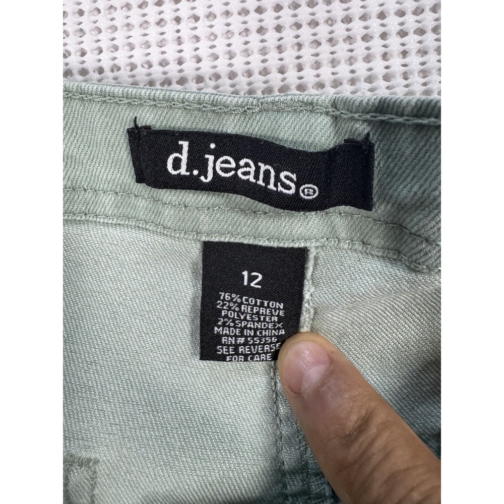 (783) D.Jeans Women Size 12 Green Stretch Denim Bermuda Shorts Capri Casual - Picture 5 of 16
